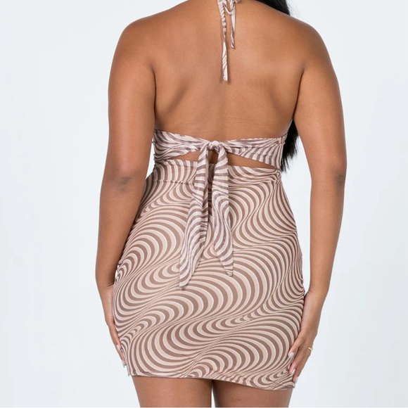 BENNIE MINI DRESS BROWN SWIRL Princess Polly Size 2 - Picture 2 of 6